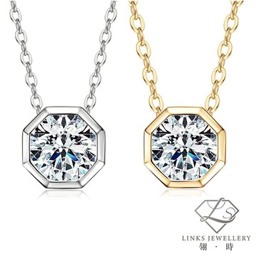 ［翎時珠寶］真正莫桑石 可過測鑽筆 18K金-八邊形單石項鍊吊墜 MNG014 莫桑石項鍊 18K金項鏈 鑽石項鍊 防敏