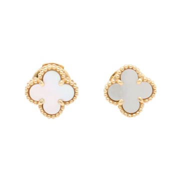 Van Cleef ＆ Arpels 梵克雅寶 18K黃金 白色母貝 Sweet Alhambra 耳環 【二手名牌BRAND OFF】