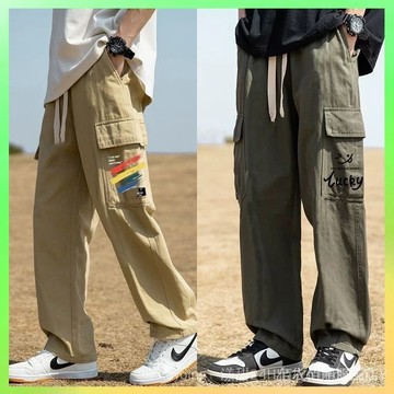 🔥臺灣出貨 男士卡其色直筒工裝褲男夏季美式複古褲子男褲2025薄款休閒褲長褲 限時特賣X315-8-C