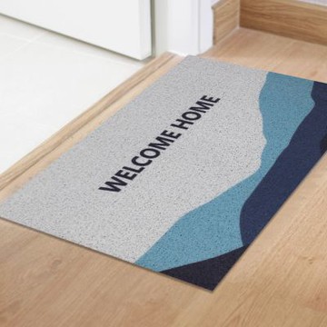 【寢室安居】可剪裁刮泥防滑絲圈地墊60*90cm-Welcome藍