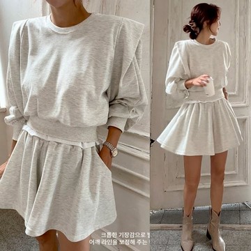 【白鳥麗子】韓國製 時尚素面立體袖圓領上衣+舒適雙口袋鬆緊短褲套裝 店長推薦