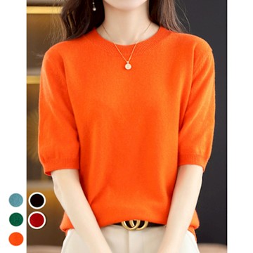 [韓國K.W.]韓國進口完美時光針織純棉涼爽人氣造型韓國進口紗上衣(涼感/刺繡/小香風/中大尺碼)