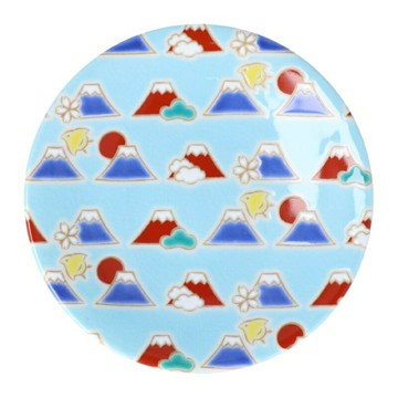 日本製 九谷燒 緣起小皿-富士山 青郊窯 豆皿 點心盤 飾盤 禮物＊夏日微風＊