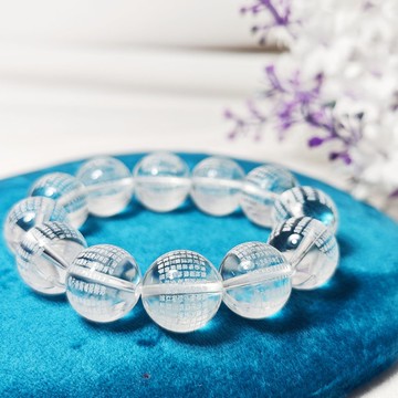 頂級全美白水晶 心經 智慧 正能量 破除三障 手鍊 禮物 收藏級