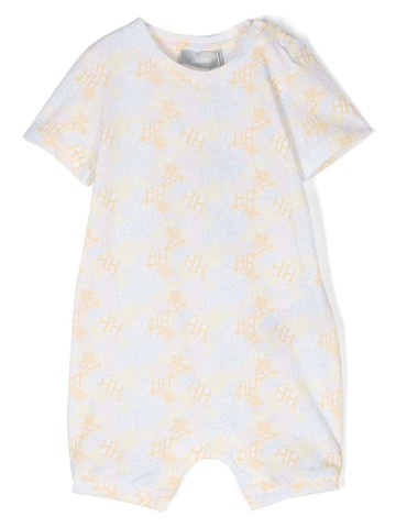 Herno Kids - logo-print cotton shorties - kids - Cotton - 3-6 mth - Yellow