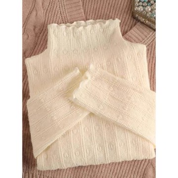 半高領蕾絲打底衫女內搭毛衣洋氣秋冬季加厚加絨中領磨毛網紗上衣