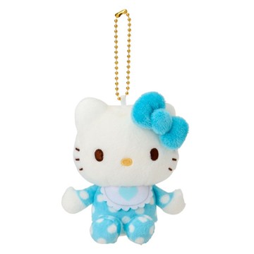 小禮堂 Sanrio 三麗鷗 Hello Kitty 絨毛玩偶吊飾 (天空藍點點嬰兒 變裝50週年)