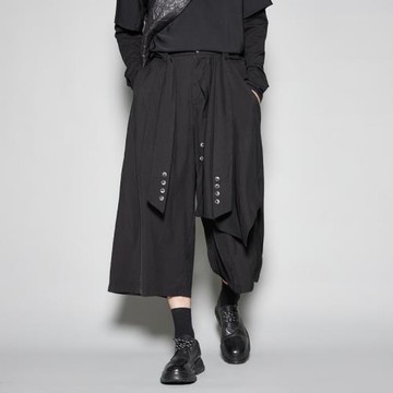 山本耀司暗黑風寬松垂感闊腿男女中性慵懶設計款假兩件褲情侶裙褲