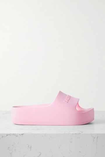 Balenciaga - Mono Logo-embossed Rubber Platform Slides - Baby pink - IT35