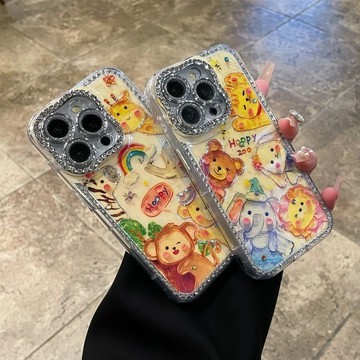 仙女殼 卡通邊鑽 自帶鏡頭膜 氣囊防摔殼 適用 蘋果 iPhone 16 15 14 17 Promax 手機殼 保護殼