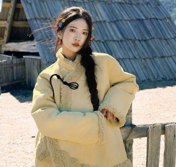 【麂皮】新中式復古藏風 立領毛絨外套