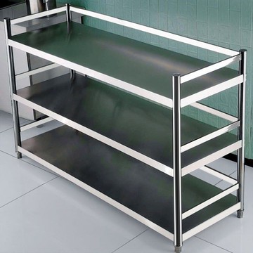 【臺灣公司 可打統編】免運 置物架 不鏽鋼置物架 不銹鋼廚房304貨架儲物架落地多層多功能烤箱架微波爐帶護欄層架3 可開發票 全館五折 工廠現貨直銷 新品特價 z10074