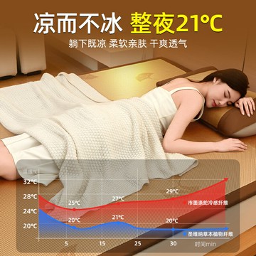 夏天涼席2025新款冰絲藤席可水洗竹席床笠夏季軟席子嬰兒冬夏兩用