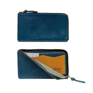 SLOWER PEBBLE LONG SLIM WALLET Geyser 真皮L型拉鍊長夾 \  海軍藍 \ 日本製造