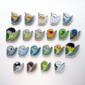 Rolia's 手作 【SAY HI !系列】鸚鵡/鳥/山雀 側吸式壓克力磁鐵