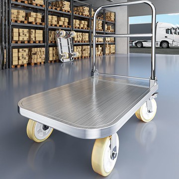 免運 公司貨 附發票 手推車 四輪推車 貨物推車 搬運車 折疊手拉車 小推車拉貨 不銹鋼平板車手推車搬運車推貨車靜音折疊小推車拉貨車拖車特惠/快速出貨m096