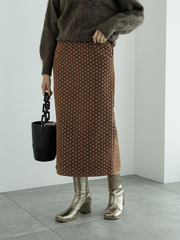 後鬆緊腰設計緹花長裙(FC34L0L1480) - Te chichi