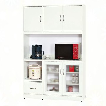 文創集-南亞塑鋼     山亞 南亞塑鋼4.2尺五開門單抽拉盤高電器櫃/餐櫃/收納櫃組合-125.9x40.8x191.2cm免組