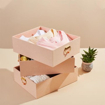 不止收納裸粉色桌面收納盒雜物零食整理盒衣柜布藝內衣盒特價