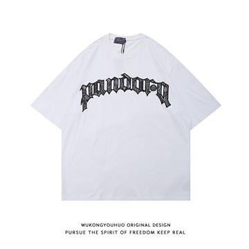 悟空有貨歐美嘻哈刺繡短袖T恤男潮牌街頭寬松情侶oversize體恤衫