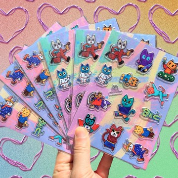 藝術家原創貓貓透明立體泡泡貼紙