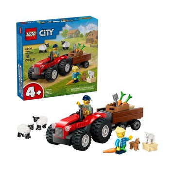 磚星球〡 60461 城市系列 紅色農場拖拉機與拖車和綿羊 Red Farm Tractor with Trailer & Sheep