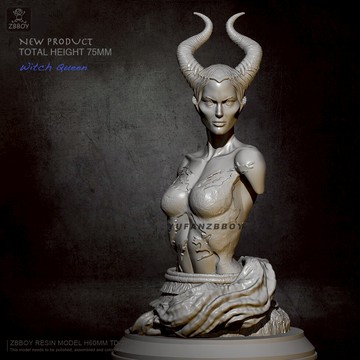 60mm YUFAN監制 朱麗葉女巫半身像 樹脂兵人白模 TD-2331