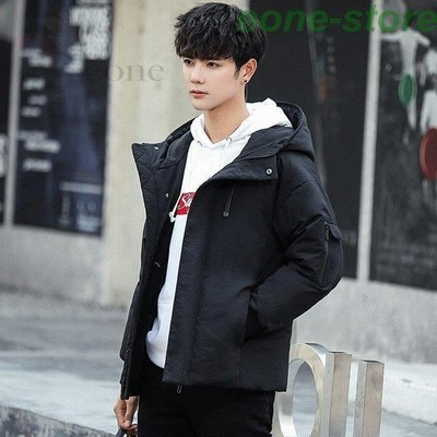 ダウン ダウンジャケット メンズ アウター 冬服 フード付き 温かい 保温 防風 シンプル 無地 厚手 カジュアル ブラック ホワイト 通販 Lineポイント最大get Lineショッピング