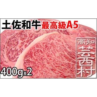 ふるさと納税 高知県 芸西村 土佐和牛A5特選サーロイン＆リブロースステーキ400g×2枚セット　牛肉＜高知市共通返礼品＞