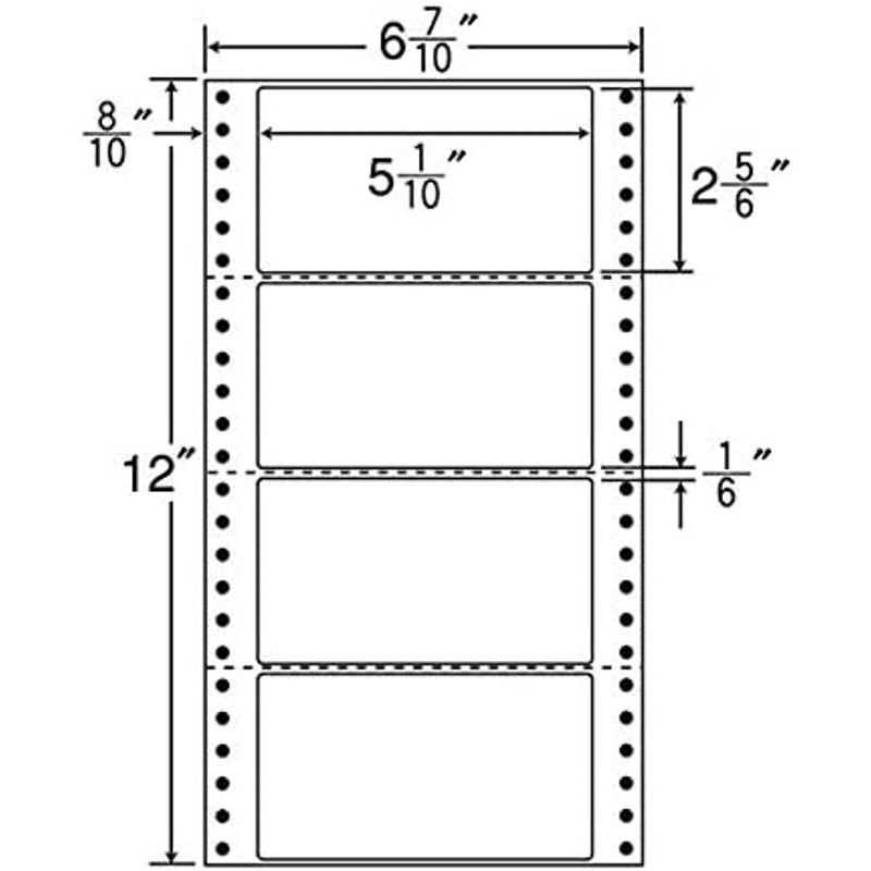 MM6A(VP) 連帳ラベル 1ケース 1000折 6インチ幅 4面 130×72mm ミシン入りドットインパクトプリンタ用連続ラベル ナナ