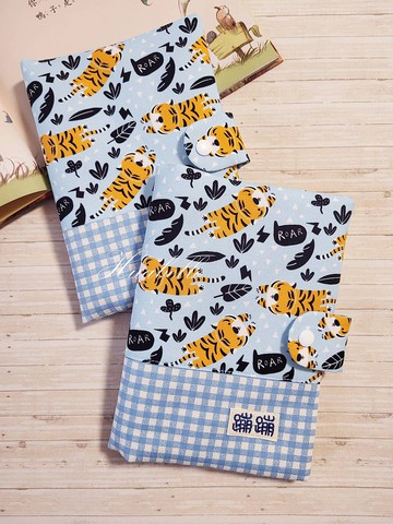 可愛老虎 藍色 繡字需加購賣場 寶寶手冊套 兒童手冊套 媽媽手冊