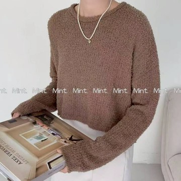 針織短版長袖上衣 親膚圓領軟糯針織上衣 薄款溫柔風軟糯毛衣 毛衣 長袖上衣 女裝 衣服 寬鬆上衣 顯瘦上衣