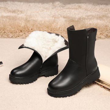 東北大棉鞋冬加絨真皮羊毛雪地靴
