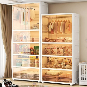 折疊衣櫃 組裝式衣櫃 折疊收納 組閤衣櫃 簡易衣櫃 置物櫃 透明收納櫃塑料兒童衣櫃嬰兒衣櫥多層傢用臥室簡易開門櫃子儲物櫃