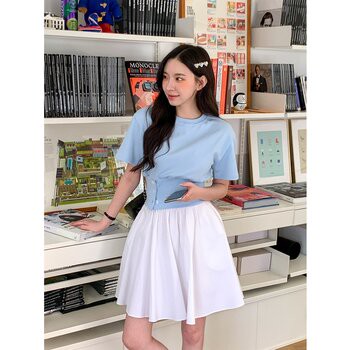 Trendywhere Trendywhere Round Neck Button Front Top Free (XS-M)-上衣