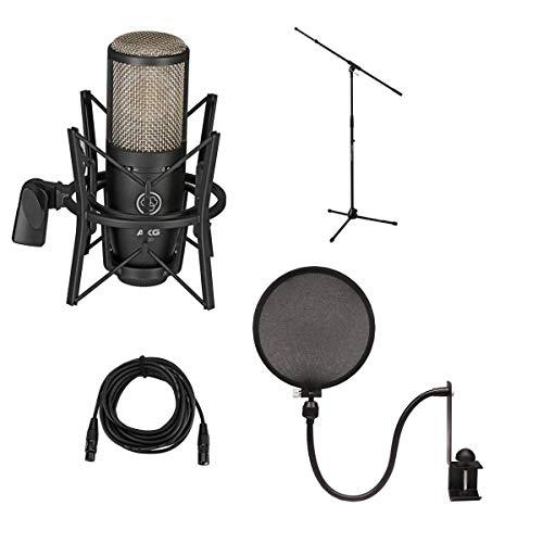 AKG Project Studio P220 Large Diaphragm Condenser Microphone Bundle With Ultimate JS-MCTB200 Tripod Microphone Stand, Nady SPF-1 Microph  並行輸入品