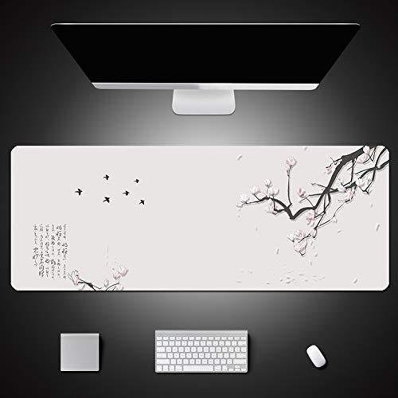 Liveinu Office Desk Pad,Large Gaming Mouse Pad,Chinese Style,Plum  Blossom,Non-Slip Mouse Mat for Computer Keyboard Laptop 5mm 35.4