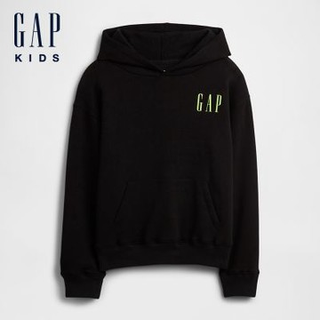 【GAP】男童裝|Logo印花帽T-黑色(838608)