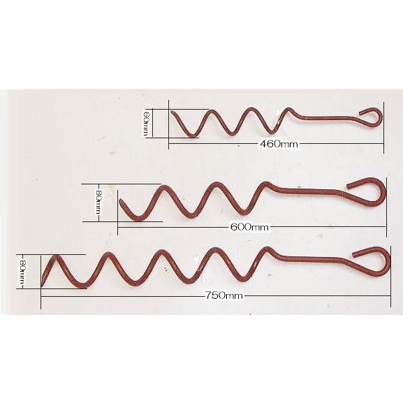 ラセン杭 小 9x460mm 赤錆止め塗装 らせん杭 螺旋杭
