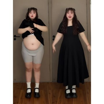 大碼女裝夏季法式赫本風連衣裙女胖mm梨型身材遮肉顯瘦收腰小黑裙