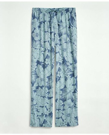 Brooks Brothers Men's Cotton Poplin Floral Lounge Pants | Turquoise | Size Medium