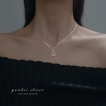 玫瑰花項鏈女夏S925銀輕奢小眾設計感簡約鎖骨鏈2022年新款百搭in