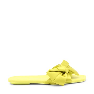 Stuart Weitzman - Yellow Leather Loveknot Flat Sandals
