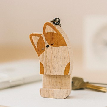 【隨行手機架-睡覺柯基】鑰匙圈 / 造型吊飾