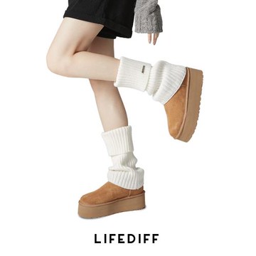 秋冬女堆堆襪套配雪地靴辣妹風y2k白色腿套加厚保暖粗線襪子針織