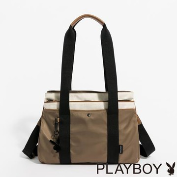 PLAYBOY - 肩背包附長背帶  Urban Glow系列 - 卡其色