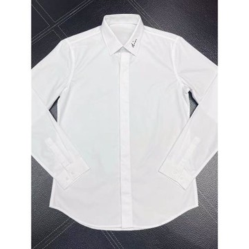 潮牌領子英文字母簽名刺繡男長袖襯衫修身謝霆鋒同款西裝打底襯衣