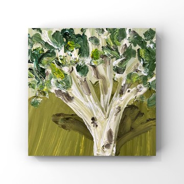 樺樹畫 原創藝術 小樺樹油畫 綠色植牆面裝飾