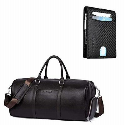 BOSTANTEN Genuine Leather Duffel Bag Travel Weekender Overnight Gym Sports Luggage Tote Duffle Bags For Men and Mens Wallet Bifold Money Cl 並行輸入品