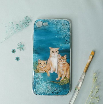 客製化手繪寵物押花手機殼 | 貓貓